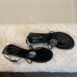 Coach black leather sandal